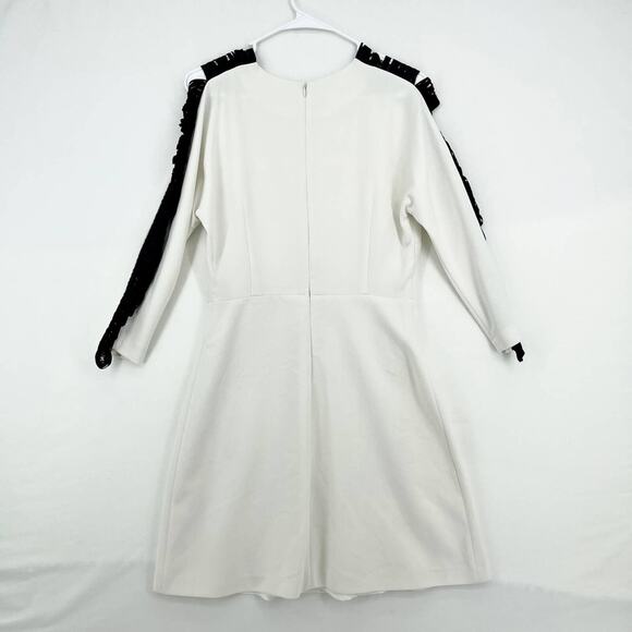 Sandro Paris White Long Sleeve Dress with Fringe Sleeve Detail - Size 1 (S) - Picture 7 of 8